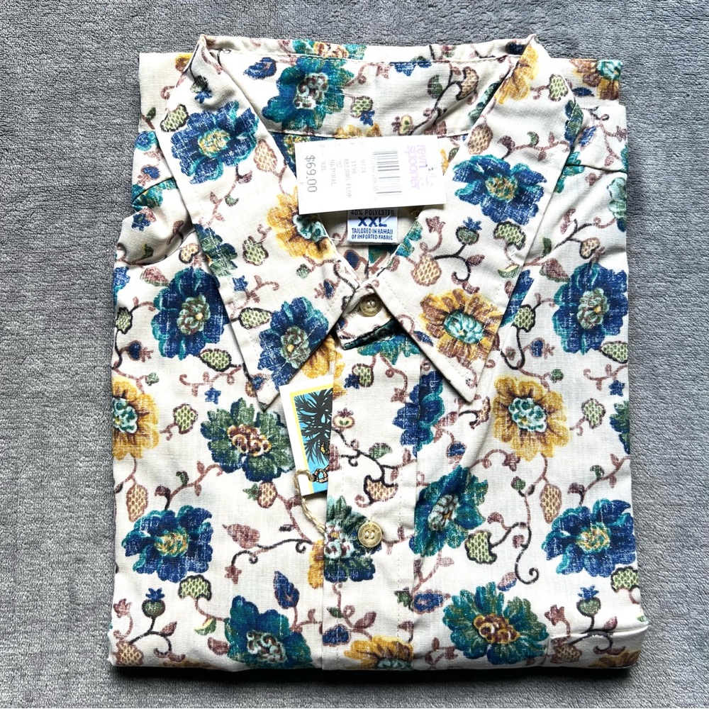 NEW Vintage Reyn Spooner Floral Print Shirt XXL Short Sleeve Hawaiian Deadstock